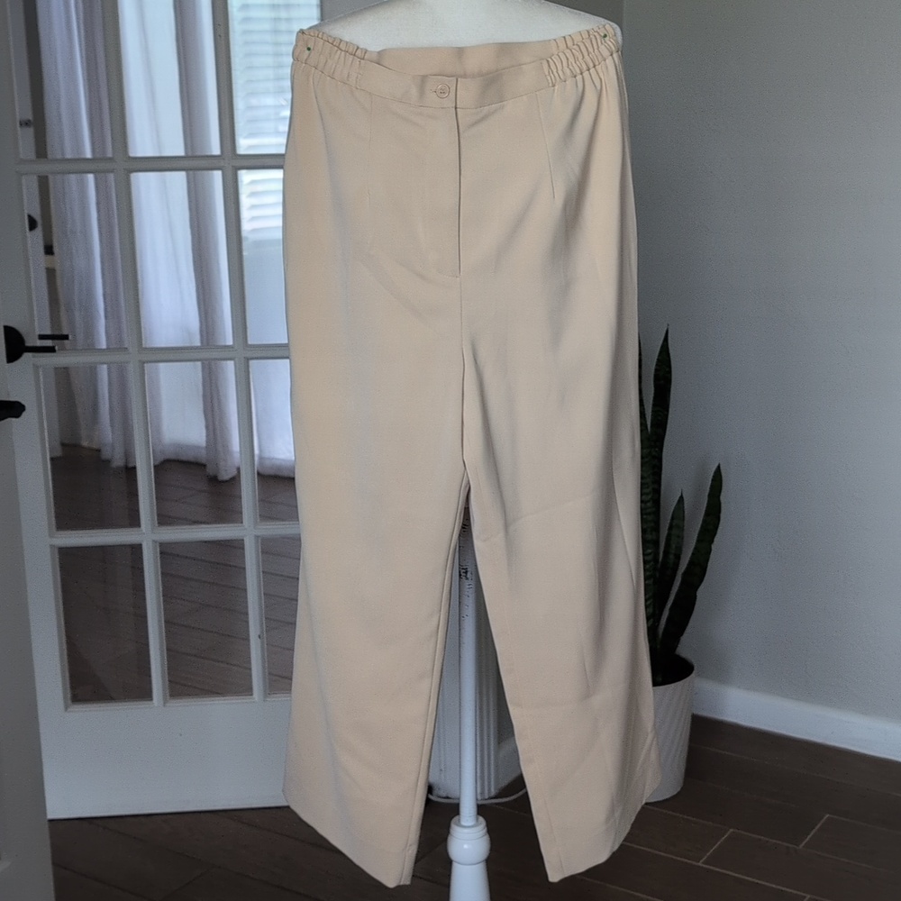Ashro Cropped Drapy Lined Pull On Elastic Waist Pants Size 14 - Picture 9 of 10
